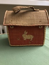 Cestino  Contenitore Vintage Casetta Rafia Paglia