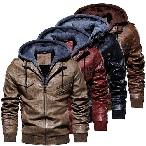 Giacca pelle con cappuccio - giacca,