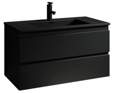 Mobile da bagno Angela 100cm Nero Opaco con Lavello Nero - armadio mobiletto
