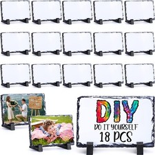 Sabary 18 Pcs Sublimation Blank Slate Rock Stone Bulk Photo Picture Frames Co...