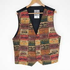 Gilet gilet vintage patch pelle scamosciata taglia XL (T9917)