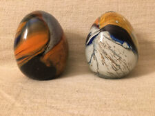 Coppia fermacarte in vetro di Murano vintage a forma di uovo anni 80.