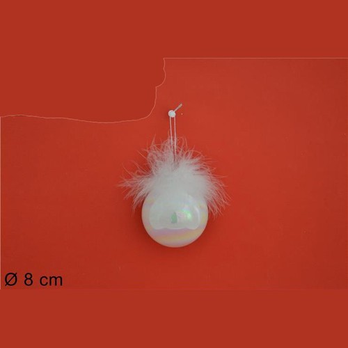 Palla vetro 8cm - 8cm, bianca