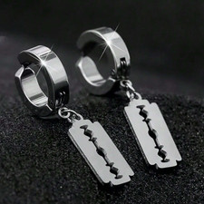 Orecchini a cerchio con Lametta pendente in Acciaio Uomo Donna Unisex Punk Surf