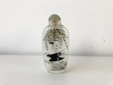 Snuff Bottle Cinese In Vetro Dipinta A Mano Anni 60/70 bottiglia fiuto Tabacco