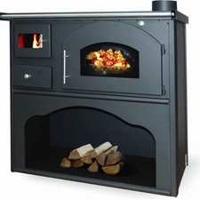 Stufa a Legna Cucina a Legna con Forno in Acciaio Verona 5,9 - 10 kW con Piastra