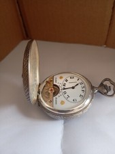 Orologio da tasca Hebdomas 8 giorni doppia cassa firmate Huguenin.
