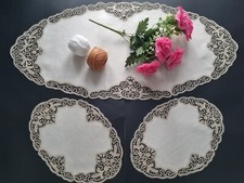 Set 3 centrini in puro lino