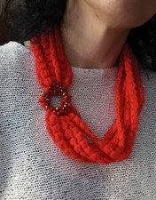 Scaldacollo collana sciarpa donna Fatta A Mano All'uncinetto Con Cristalli 