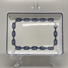 Piatto Hermes Chaine d'Ancre 12x16 cm avorio blu chiaro con scatola mai usato