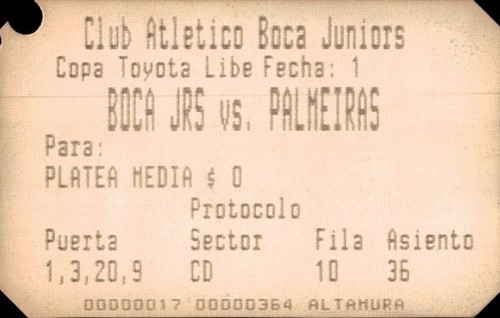 Biglietto stadio boca - biglietto,