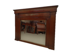 Specchiera caminiera Impero in noce - primi 800 - intarsi in ottone - specchio