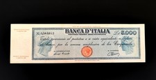 RARISSIMO TITOLO PROVVISORIO 5000 LIRE TESTINA EMISSIONE 04/08/1945 - R4