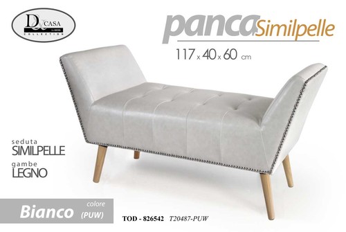 Panca ecopelle bianca classica - panca,