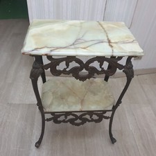 Tavolino da salotto in Bronzo lavorato e  2 piani in Onice