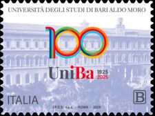 ITALIA 2025 UNIBA UNIVERSITA' DI BARI ALDO MORO FRANCOBOLLO NUOVO POSTE ITALIANE