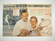 Racchetta da tennis vintage anni 60 Wilson Jack Kramer autografo 2 pagine stampa pubblicitaria