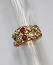 Anello in oro 18kt = 750 gr 55 - 56 8 zirconi 2 rubini 1,6 ct fatto a mano