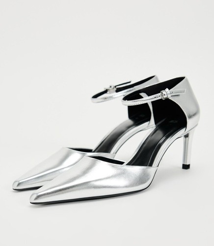 Nwt zara metallic high - metallic, heeled