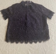 tshirt crop top nero in pizzo ZARA  tg L