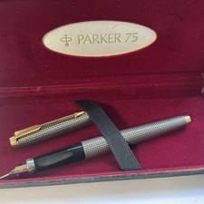 PARKER  75 CISELE 14K NIB FOUNTAIN PEN  N/MINT  STIRLING SILVER SUPERB
