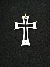 Collana Croce Acciaio 4 x 3 cm Rock Biker Metal Punk Inox Stainless Iron Steel