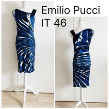 Abito Emilio Pucci IT 46 senza maniche fantasia vortice 100% viscosa