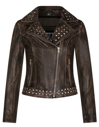 Donna pelle nero borchiato - pelle,