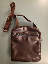 Borsello Piquadro in pelle marrone lucida espandibile 31x26x5 cm