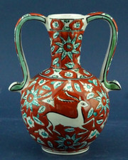 ICARO RODI IKAROS VASO decoro iznik ceramica maiolica Grecia STAMBECCO 1900