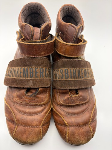 Bikkembergs brown leather high - leather,