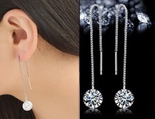 Orecchini Pendenti Punto Luce Cristallo Zircone Lunghi coppia saliscendi + GIFT