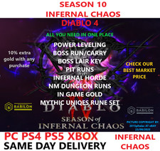 DIABLO 4 STAGIONE 10 POWER LEVELING GLIPH BELIAL DURIEL✅PC PS4 PS5 XBOX✅DIABLO IV