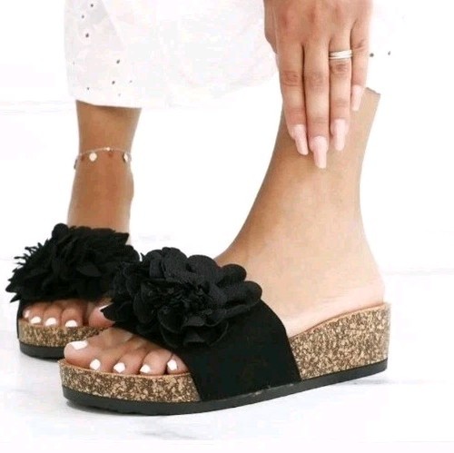 Ciabatte fiore nero 36 - fiore, vera