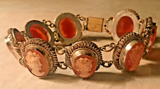 Bracciale antico argento Giuseppe Mandile vintage italiano cammeo intagliato