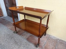 TAVOLINO CARRELLO BAR ANNI '50 LEGNO INCURVATO OTTONE VINTAGE DESIGN