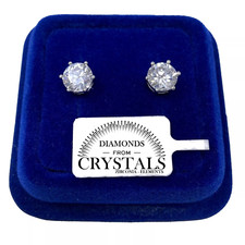 Orecchini Punto Luce Aperto pl. Oro Bianco 18k con cristalli Zirconi  3 - 8mm