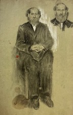 Carbone Disegno Presidente Uomo Con Barba Um 1880 Non Firmato Antico Vintage IN