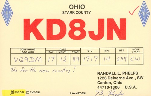 Scheda radio qsl - scheda, 1989