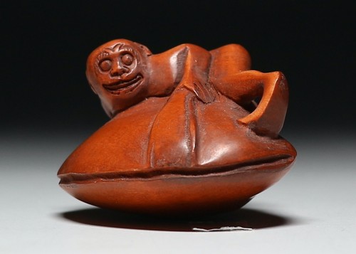 Antico netsuke giapponese clam - netsuke,