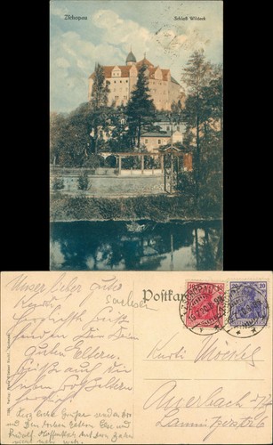 Cartolina zschopau castello - zschopau,