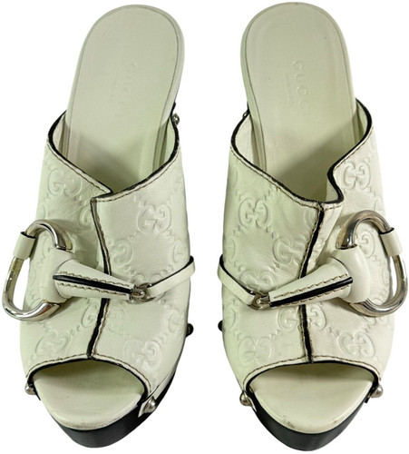 Zoccoli gucci pelle bianca - zoccoli,