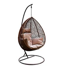 Sedia dondolo poltrona sospesa marrone ovetto polyrattan giardino esterno