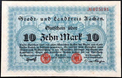 Aachen 1918 rara banconota - 1918,