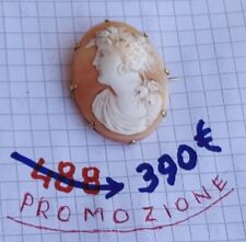 Spilla cammeo, intagliato a mano in conchiglia con antico profilo femminile