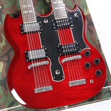 Epiphone G-1275 doppio collo usato corpo in mogano ciliegio con custodia rigida