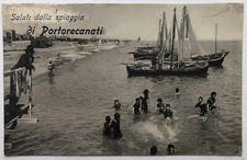 Cartolina Portorecanati animata mare barca Macerata Marche paesaggistica T1