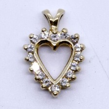 Oro giallo 14 carati 1,1 g diamante incrostato cuore aperto amore eterno daint (LP1098189)