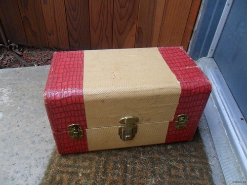 Baule vintage rosso finto - , croc