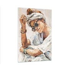 Quadro su Vetro 80x120cm Ritratto Boho Olio Stampe Immagini Moderni Murale